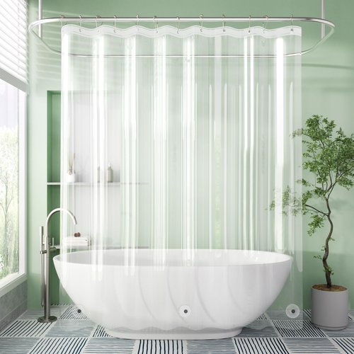 AmazerBath Camper Shower Curtain Liner, 72x65 Clear Shower Curtain Liner, Waterproof Plastic Shower Liner, Lightweight PEVA Shower Curtain for Bathroom with 3 Magnets and 12 Rustproof Metal Grommets