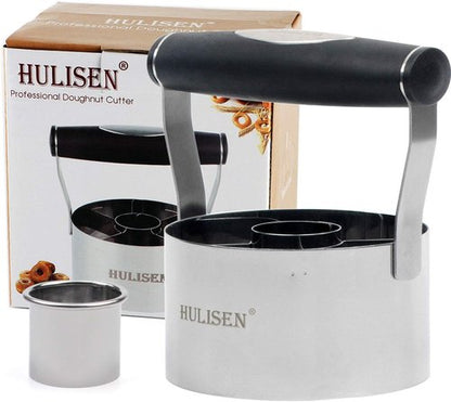 HULISEN Donut Cutter - 3.5 Inch Stainless Steel Doughnut Cutter with Soft Grip Handle | Professional Baking Tool