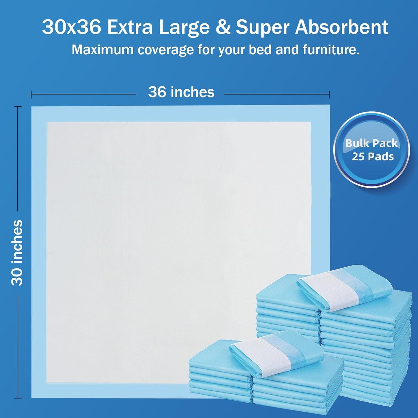 SofyFine Bed Pads - Heavy-Duty Absorbent Underpads for Incontinence | XL 30"x36" Waterproof Disposable (25 Pads)