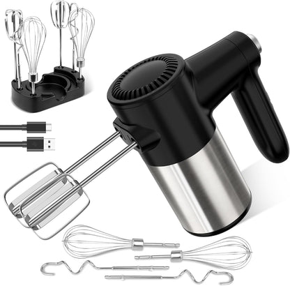 Skiennix Cordless Hand Mixer - 7 Speed Digital Display with 6 Stainless Steel Attachments | Ideal for Baking & Cooking