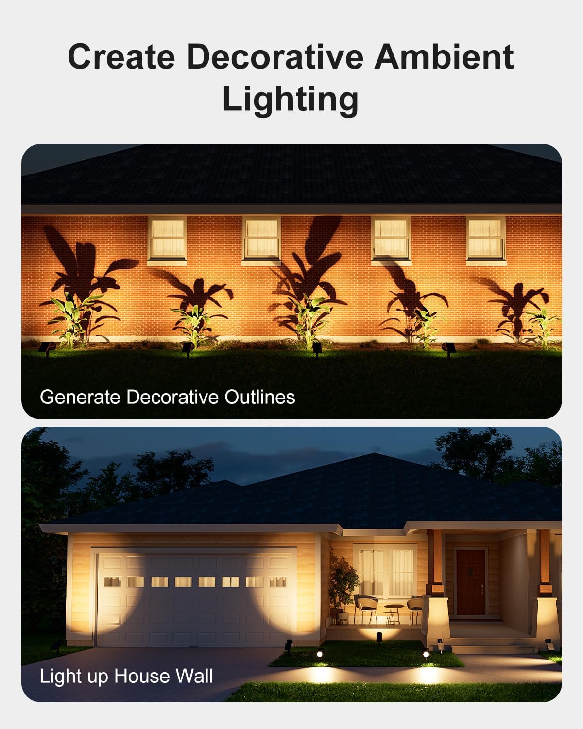 Skiennix Solar Power Spot Lights - Waterproof LED Landscape Uplights for Outdoor Decor | Warm White