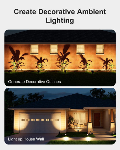 Skiennix Solar Power Spot Lights - Waterproof LED Landscape Uplights for Outdoor Decor | Warm White