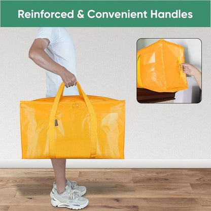 BALEINE Oversized Moving Bags - Heavy-Duty Storage Totes with Reinforced Handles | Light Yellow, 8-Pack