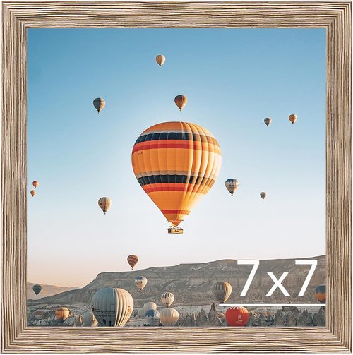 JCJMY 7x7 Picture Frame - Rustic Brown Wall Mount or Tabletop Display with Shatter-Resistant Plexiglass