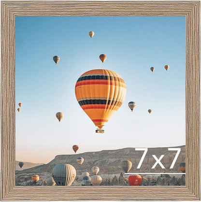 JCJMY 7x7 Picture Frame - Rustic Brown Wall Mount or Tabletop Display with Shatter-Resistant Plexiglass