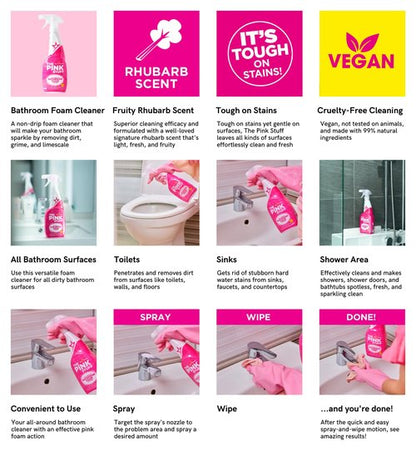 Stardrops - The Pink Stuff - Miracle Bathroom Foam Cleaner 750ml - Baths, Tiles, Soap Scum, Limescale, Streak Free