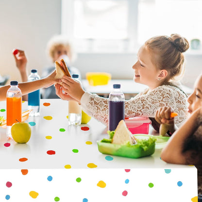 Skiennix Colorful Polka Dot Tablecloth - Disposable Rainbow Design for Parties | 3 Pcs Set