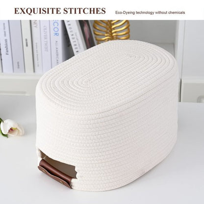 ECDYQXVU Cotton Rope Basket, Storage Baskets with Handle, 15x10x9 Inch Woven Basket for Shelves, Laundry, Towels, Clothes, Books (White 1Pack)