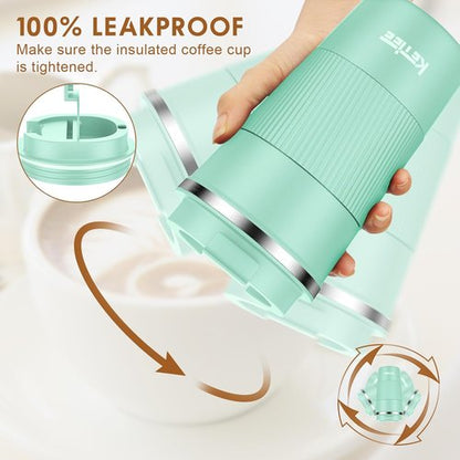 KETIEE 12oz Vacuum Insulated Coffee Mug - Leakproof Stainless Steel Travel Cup for Hot & Cold Beverages