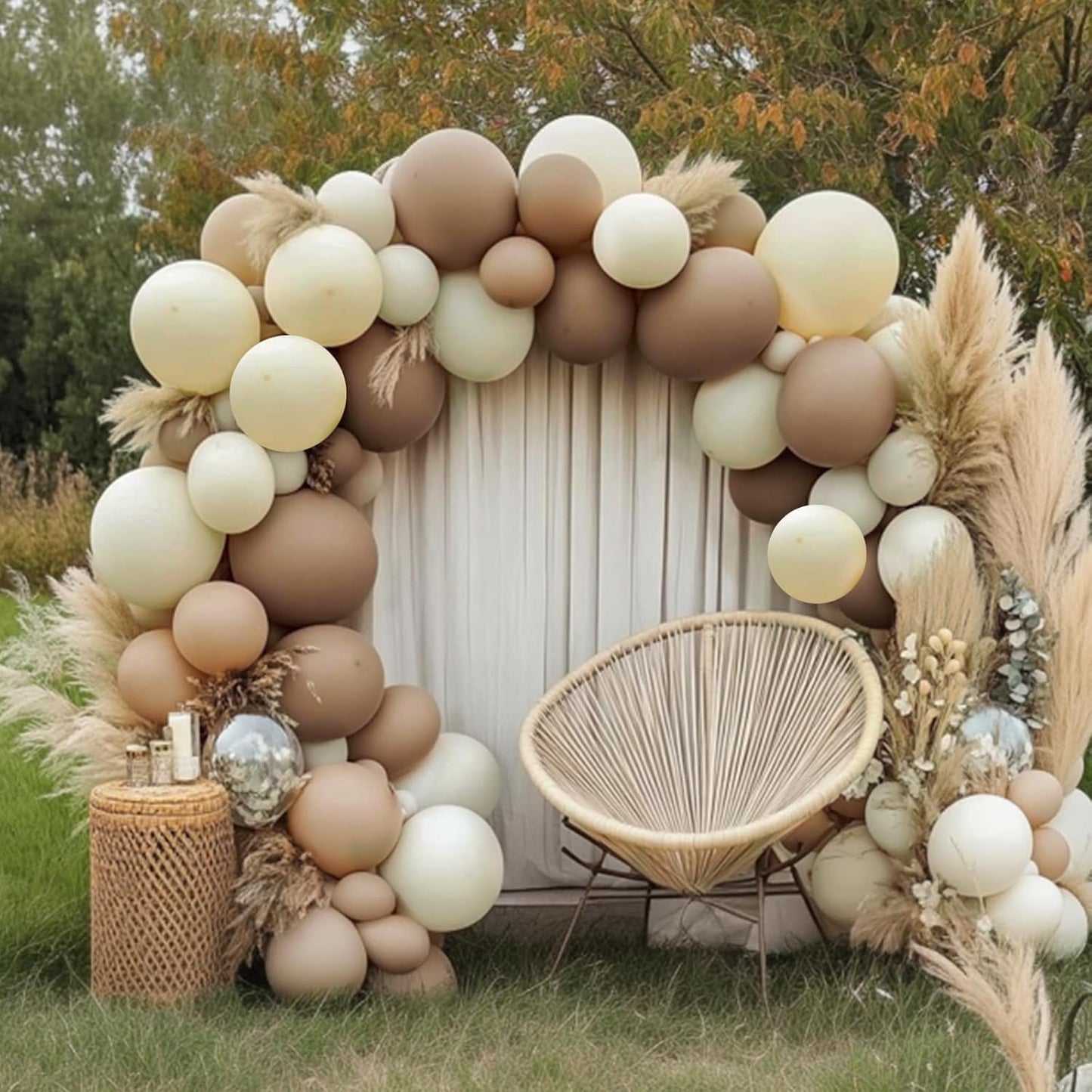 RUBFAC Sand White Cream Balloons - 129pcs Latex Balloon Garland Arch for Parties & Events | 5-18 Inches