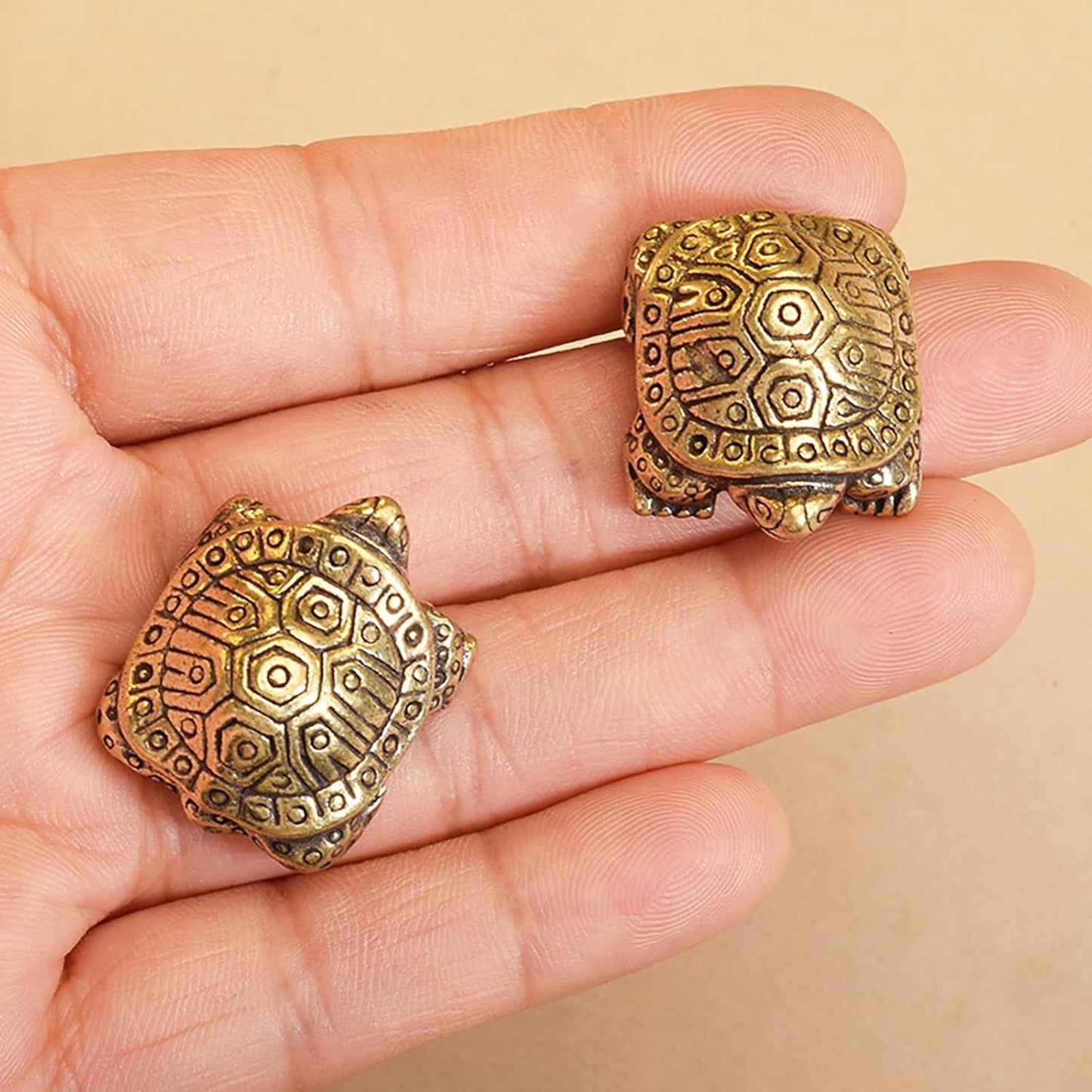 Skiennix Antique Solid Brass Turtle Ornament - Longevity Sculpture for Home & Office Decor
