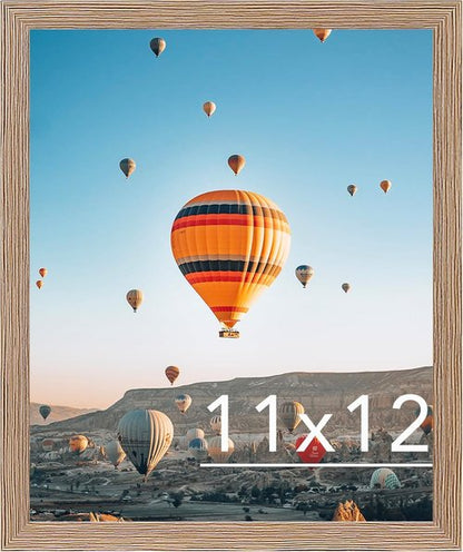 JCJMY 11x12 Rustic Brown Picture Frame - Versatile Wall Mounting & Tabletop Display with Shatter-Resistant Plexiglass