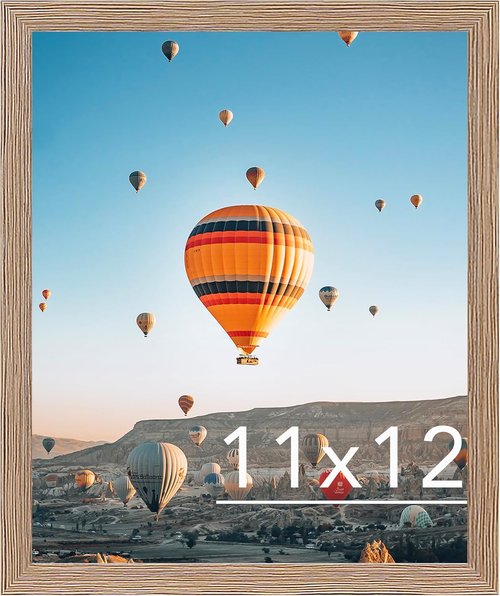 JCJMY 11x12 Rustic Brown Picture Frame - Versatile Wall Mounting & Tabletop Display with Shatter-Resistant Plexiglass