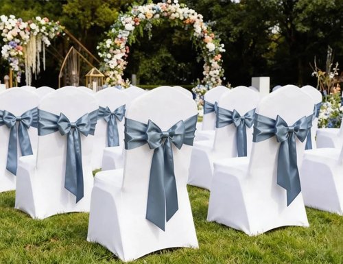 Gankar Dusty Blue Chair Sashes - 50 Pack Elegant Ties for Weddings, Parties & Events