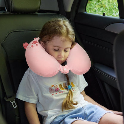 urnexttour Kids Travel Pillow, Cute Unicorn Memory Foam Neck Pillow with Travel Bag, Soft Adjustable Airplane Pillow for Chin Support, Headrest and Sleeping - Pink