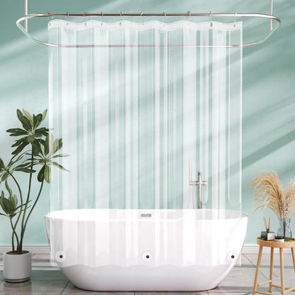 AmazerBath Camper Shower Curtain Liner 60x64, Clear Shower Curtain Liner, Waterproof Plastic Shower Liner, Cute Lightweight PEVA Shower Curtain with 3 Magnets and 10 Rustproof Metal Grommets