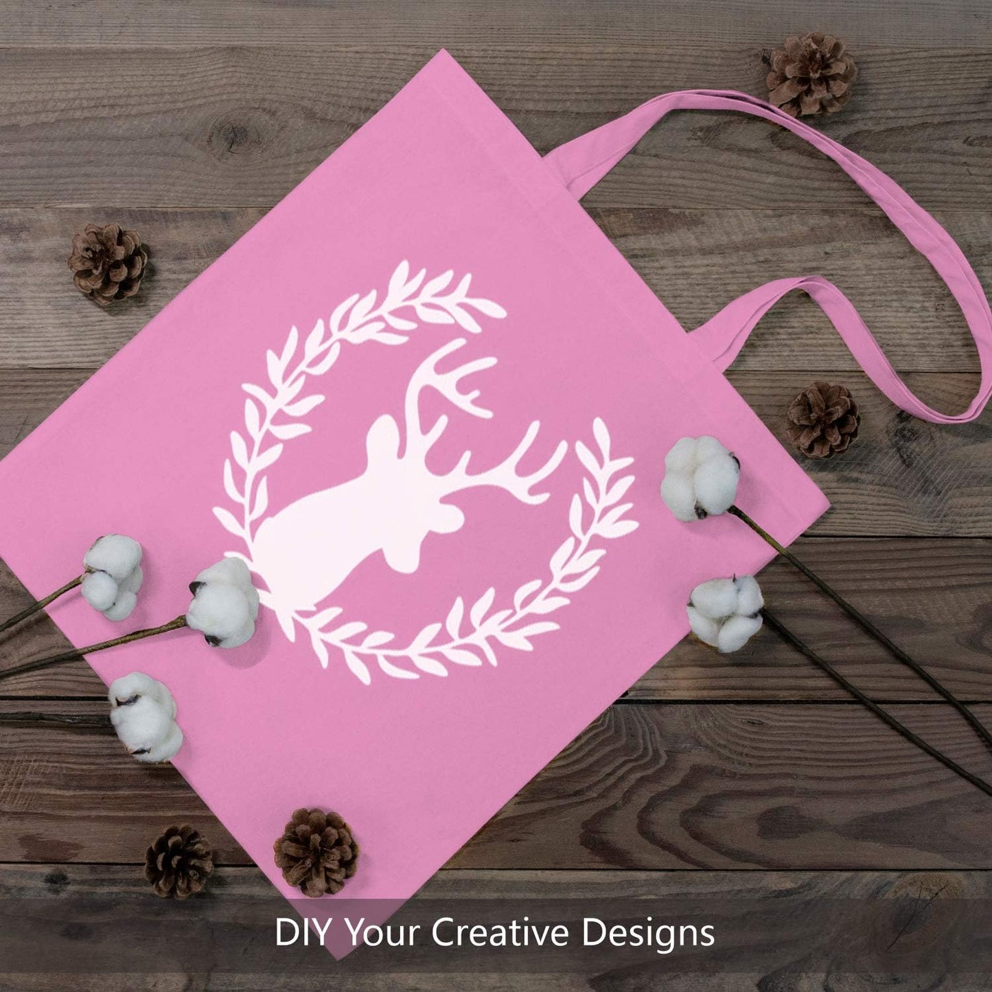 TOPDesign 16"x15" Baby Pink Cotton Tote Bags - 6-Pack Lightweight Reusable Grocery Bags for DIY & Gifts