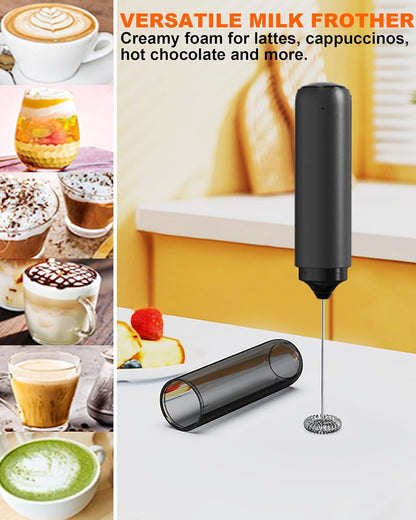 Skiennix Rechargeable Milk Frother - Handheld Electric Mixer for Coffee, Matcha & Lattes - Black