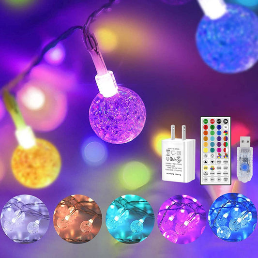 OMIKA Color Changing Indoor String Lights - 16.5ft 50 LEDs Crystal Globe Fairy Lights with Remote Timer | Perfect for Bedroom, Home, Xmas & Halloween Decor