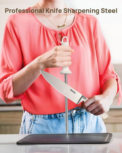 Kitchen Knife Sets with Block 15-Piece, Otirilo Stainless Steel Cooking Knife Set,Ultra-Sharp Blades,High Carbon Steak Knives Razor-Sharp Chef's Knife Set with Sharpener,Dishwasher Safe Cutlery