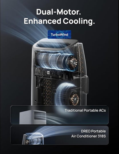 DREO Portable Air Conditioner - 8000 BTU Smart AC Unit for Quiet Bedroom Cooling | 45dB, APP/Voice Control
