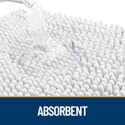 OLANLY Dog Door Mat - Absorbent Non-Slip Chenille Mat for Muddy Paws | 47x32 Inches, Quick Dry, White