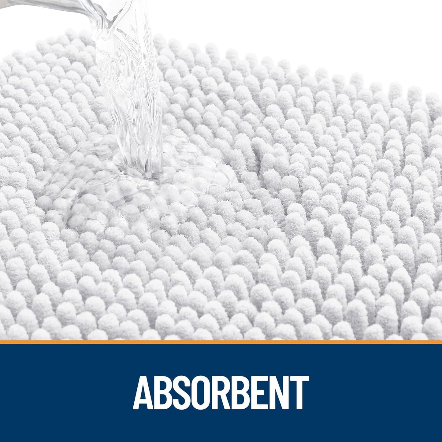OLANLY Dog Door Mat - Absorbent Non-Slip Chenille Mat for Muddy Paws | 59x20 Inches, Quick Dry, White