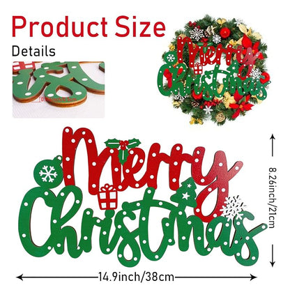 Merry Christmas Wooden Sign - Door Hanging Decor for Indoor & Outdoor