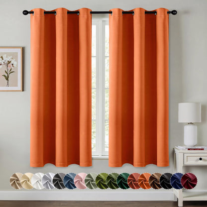 MIULEE Orange Blackout Curtains - Thermal Insulated Room Darkening Drapes | 40 x 54 Inches, 2 Panels