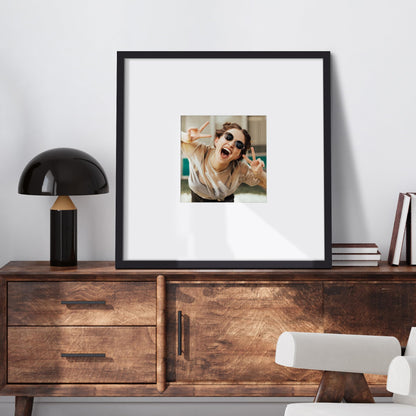 upsimples 18x18 Picture Frame, Display Pictures 8x8 with Mat or 18 x 18 Without, Wall Hanging Square Frames, Black, 1 Pack