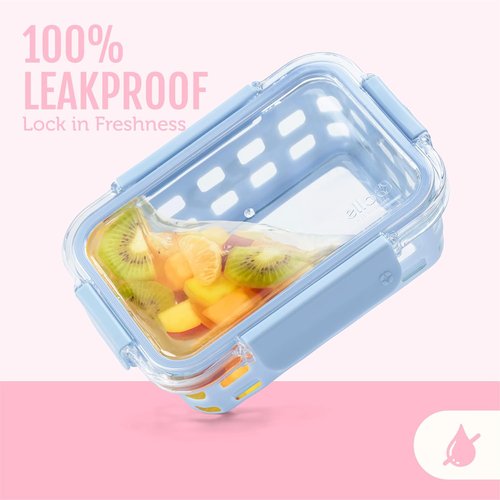 Ello Duraglass Meal Prep Set - 10-Piece Glass Food Storage Containers with Silicone Sleeves | BPA-Free, Dishwasher & Microwave Safe, Meadow