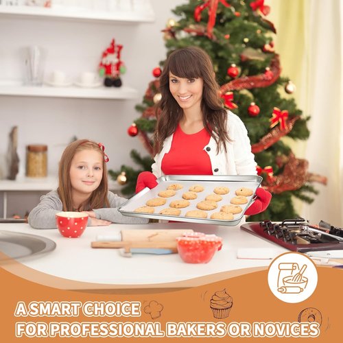 Deedro Stainless Steel Baking Sheet Set - Heavy Duty, Non-Toxic & Easy Clean | 17.3 x 12.3 Inch