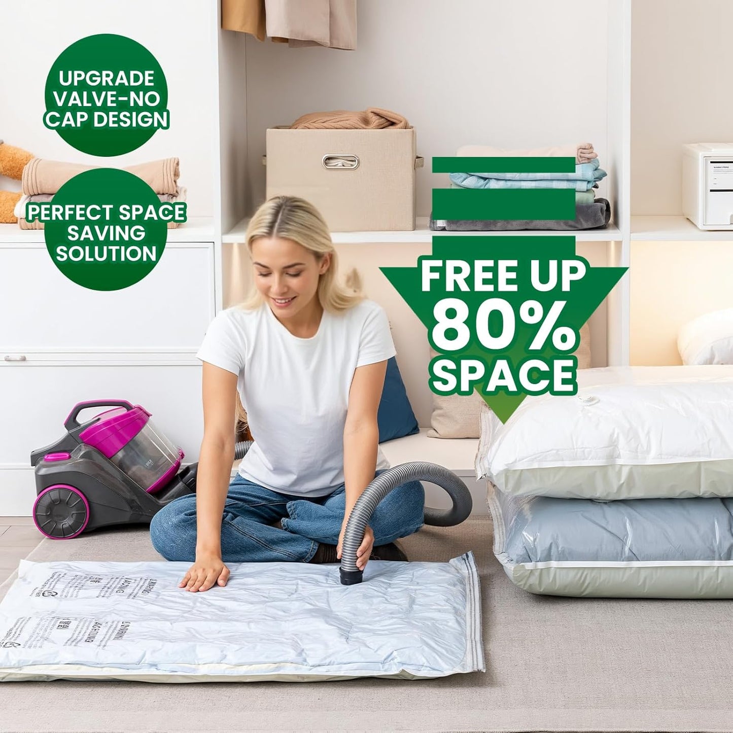 TAILI Jumbo Vacuum Storage Bags - 6 Pack Space-Saving Seal Bags for Clothing & Bedding (40x31 Inch)