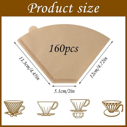 160 Count Unbleached Natural #4 Cone Coffee Filters | Compatible with Ninja Coffee Makers