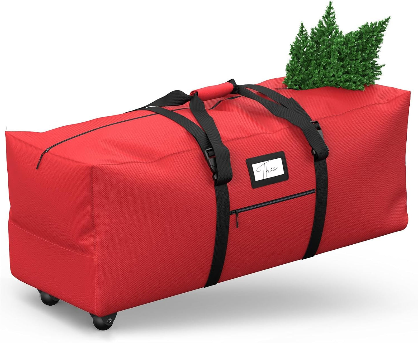Rolling Christmas Tree Storage Bag - Extra Large Fits Up to 7.5 ft Trees | Dust & Moisture Resistant (Red)