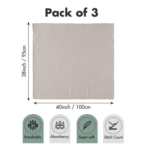 Muslin Swaddle Blankets for Newborn, 3 Pack Breathable Soft Receiving Blanket, Large 38 x 40 inches Swaddle Wrap Burping Clothes, Essentials Infant Shower Items, Toddler Gift (Bright Colors)