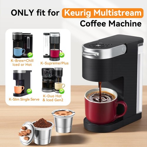 CAPMESSO Reusable K Cups - Stainless Steel Coffee Filters for Keurig | 2 Pack with Multistream Technology