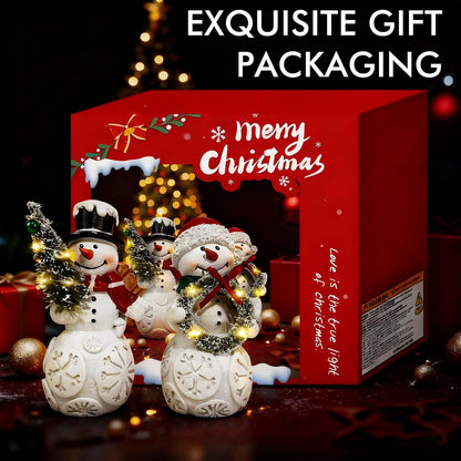 Regine Switzerland Snowman Christmas Decorations - LED Light-Up Figurines Set of 2 for Holiday Decor