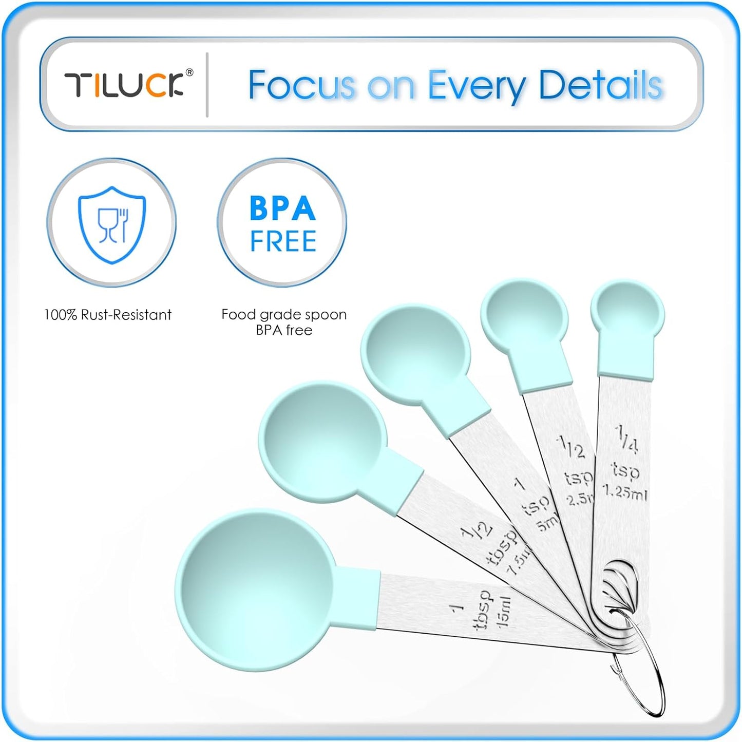 TILUCK Measuring Cups & Spoons Set - Stackable Kitchen Gadgets with Stainless Steel Handles | Green