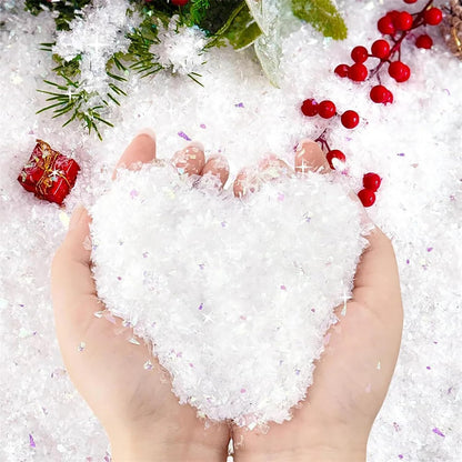 Skiennix Fake Snow Decoration - Sparkling Artificial Flake Snow | 1.76oz Twinkling White Snowflakes