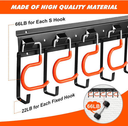 TVKB 17" All Metal Garden Tool Organizer - Adjustable Wall Mount Storage with Heavy-Duty Hooks
