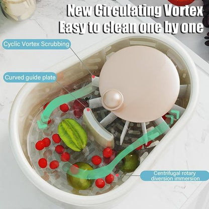 Fruit Cleaner Spinner,Portable Fruit and Vegetable Wash,Fruit Scrubber with Lid Washing Bowl,Large Efficient Multifunctional Fruit Wash Spinner, Manual salad cleaner with Colander and Bowl for Kitchen