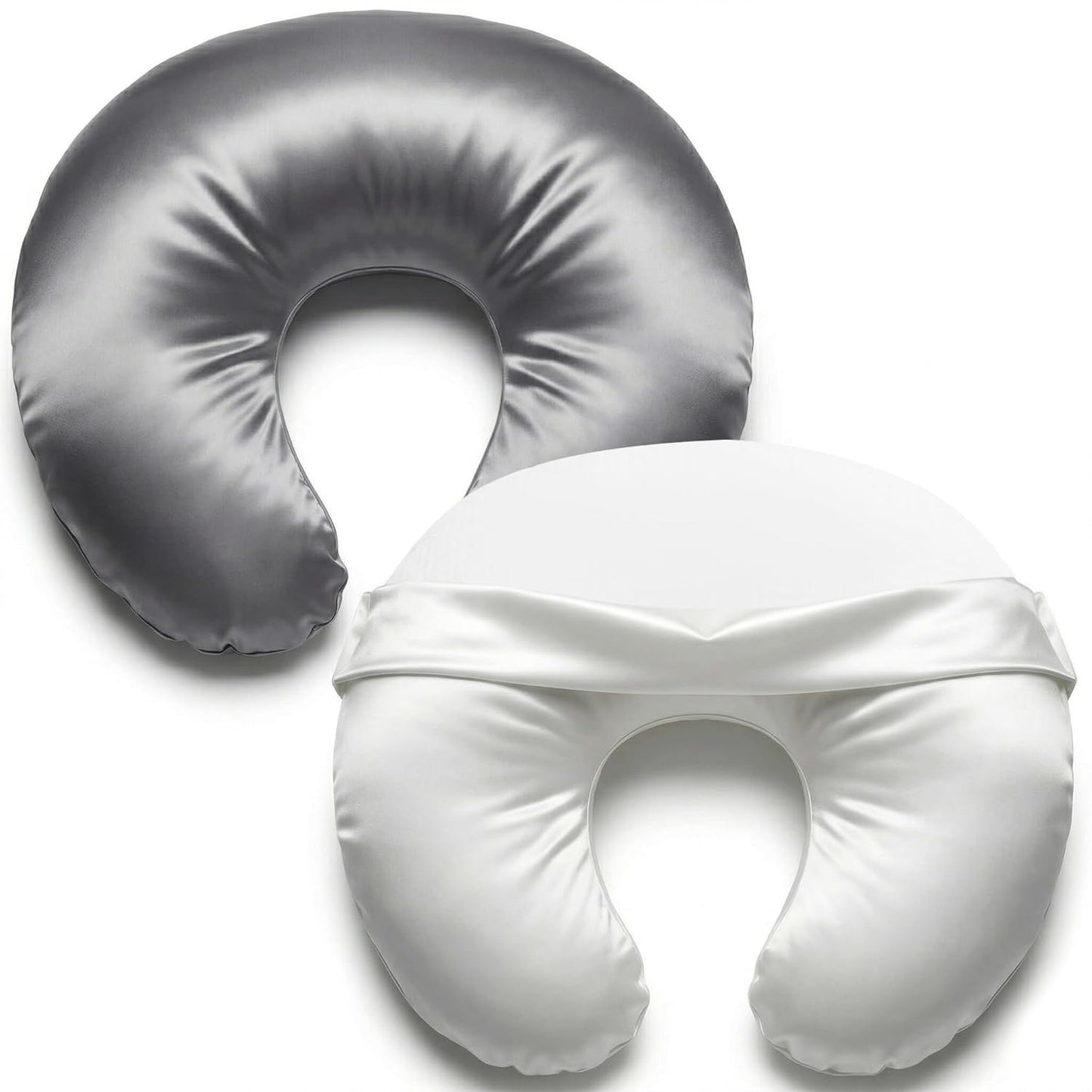 Pro Goleem Nursing Pillow Cover - Soft Silk Feel Feeding Slipcover | 2 Pack in Gray & White