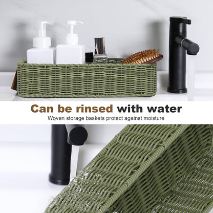 Regine Switzerland Wicker Storage Basket - Green Decorative Bin for Countertops & Shelves | Waterproof Toilet Paper Holder