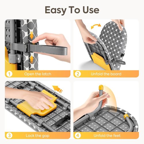 APEXCHASER Foldable Ironing Board - Portable Mini Iron Table with Heat Resistant Covers | Yellow