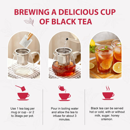 Soeos Organic Black Tea Bags - Bold Aroma & Smooth Flavor | 6.3oz (180g) Pack of 2