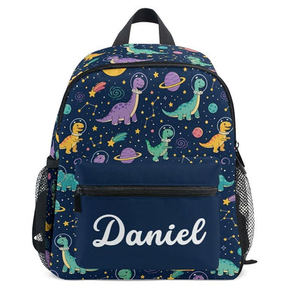 Emelivor Personalized Dinosaur Space Backpack for Kids with Name – 10L Preschool School Bag (Dinosaur Space)