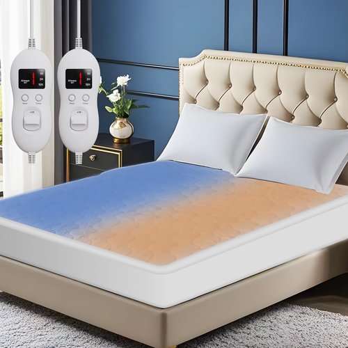 Heated Mattress Pad King Size - Electric Mattress Pad with Dual Control, 8 Heating Settings, Soft Blanket, Bed Warmer, 12-Hour Timer, Heater Sheets, 78" x 80" (Oval White, King)