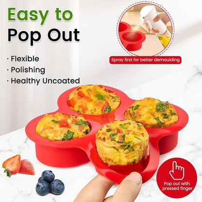 JOERSH Air Fryer Egg Mold - 2-Pack Non-Stick Silicone Baking Pan for Egg Bites, Muffins & More