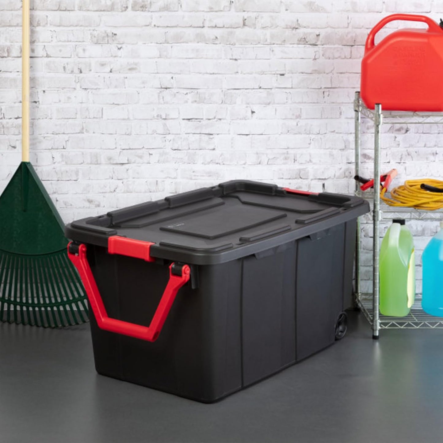 Sterilite Wheeled Tote - Durable 40 Gallon Storage Container in Black | Ideal for Organizing
